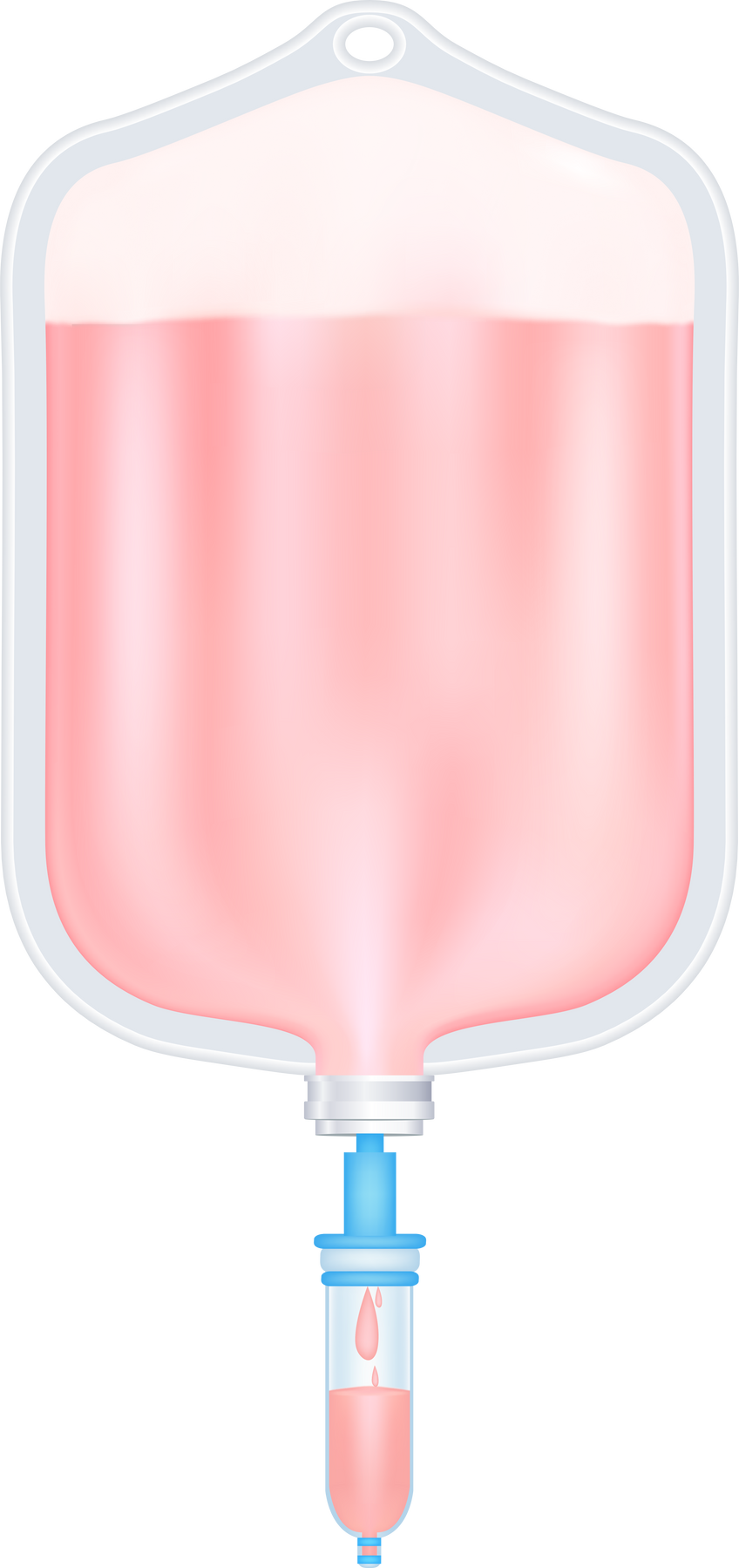 Vitamins collagen pink inside saline bag. Injection of IV drip vitamin minerals  for health skin. Medical aesthetic concept. 3D file PNG.